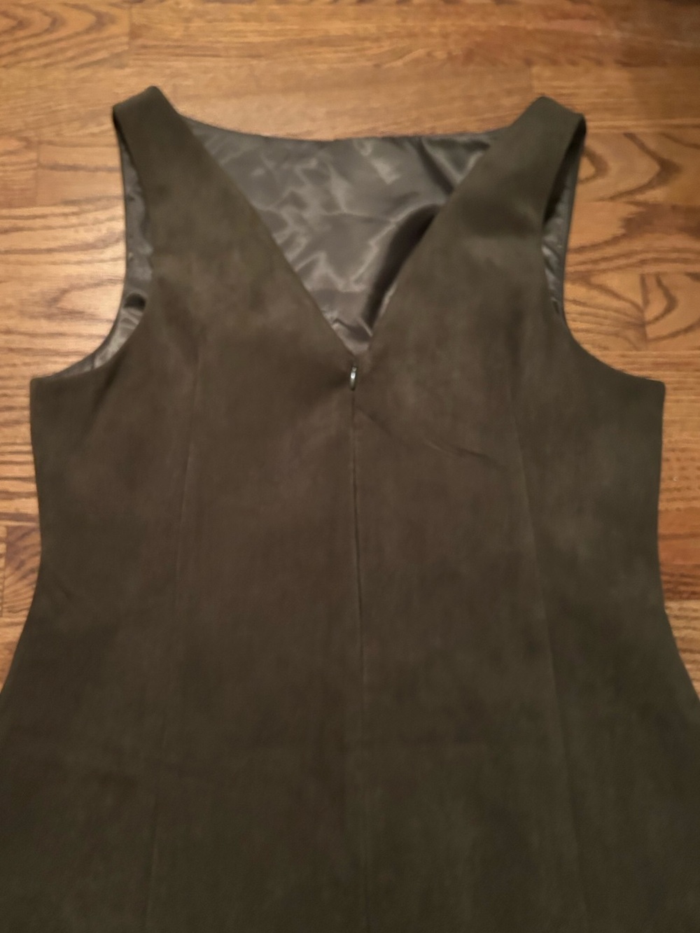 Sofie the Label Women’s Sz M Faux Suede Dark Olive Green A-Line Dress - Picture 8 of 11